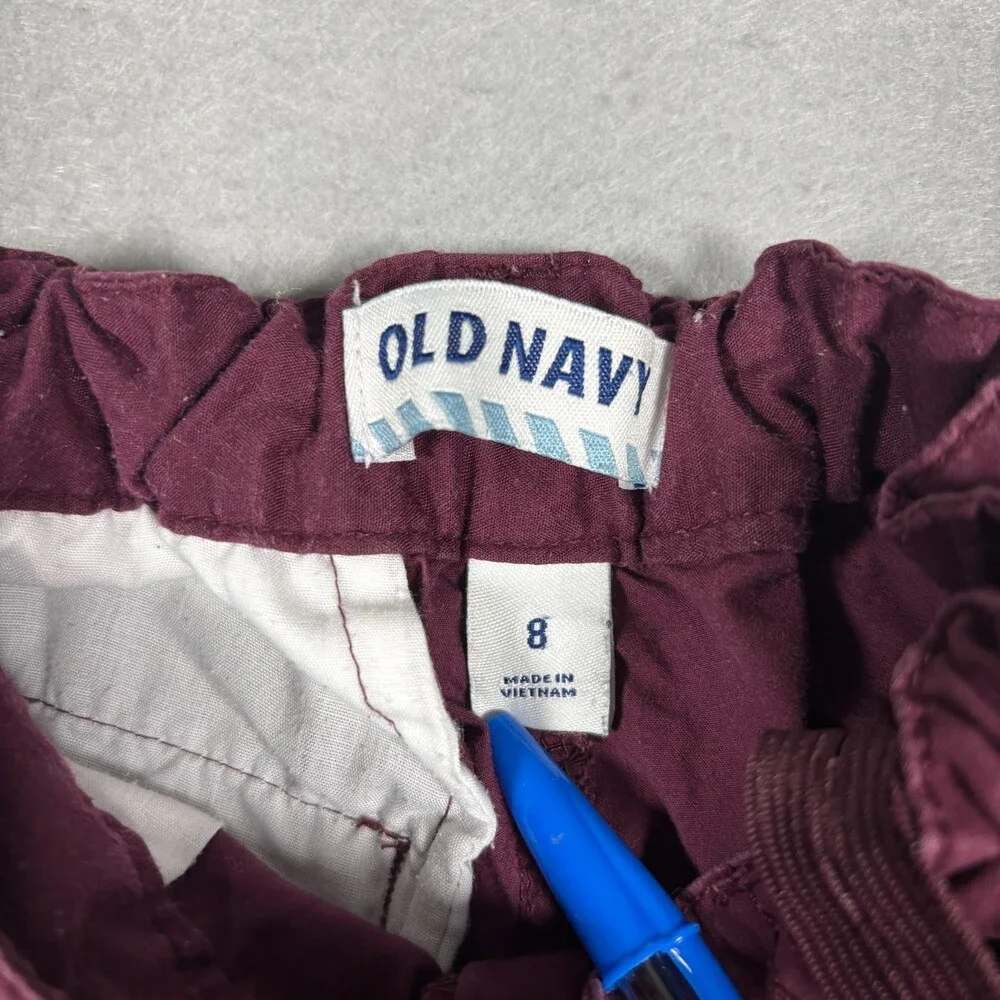 Old Navy Boys Size 8 Chino Shorts Burgundy Flat Front Adjustable Waist